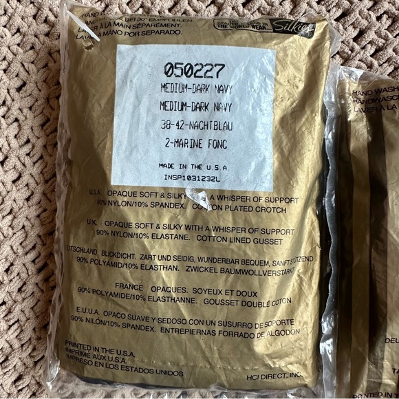 Vintage Silkies Opaque Trouser Socks & Pantyhose Dark Navy 2 Pair Pack Lot 3 - Picture 5 of 5